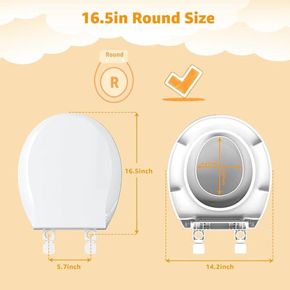 Toilet Seat with Toddler Seat, Potty Training Toilet Seat Round 2 in 1 Soft Close Quiet No Slapping, Magnetic Absorption, Easy to Install and Clean,White