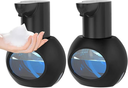 2 Pack Automatic Foaming Soap Dispenser, 15oz/420ml Smart Hand Soap Dispensers, Touchless Wall Mount with 4-level Adjustable, Rechargeable Foaming Hand Soap Dispenser for Bathroom Kitchen Office Black