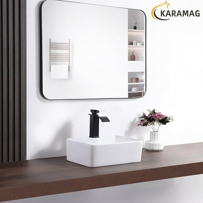 Small Vessel Sink 16"x12" Bathroom Sink Modern Above Counter Rectangular 16 Inch Bathroom Sinks With Faucet Hole White Porcelain Ceramic Tiny Bathroom Sink