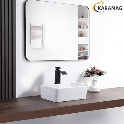 Small Vessel Sink 16"x12" Bathroom Sink Modern Above Counter Rectangular 16 Inch Bathroom Sinks With Faucet Hole White Porcelain Ceramic Tiny Bathroom Sink