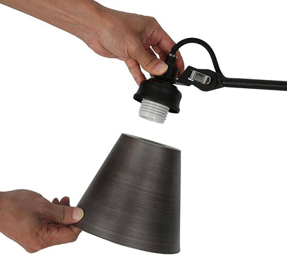 KSANA Modern 2 Pack Swing Arm Wall Sconce, Black Brushed Silver Plug-in or Hardwired Sconces Lighting, Adjustable Wall Mounted Lamp with On/Off Switch for Bathroom, Bedroom, Kitchen, Living Room