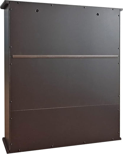 TaoHFE Brown Medicine Cabinet with Mirror - 2 Doors, 3 Open Shelves, Wall Mounted Wooden Storage Cabinet for Bathroom, Laundry Room, Kitchen