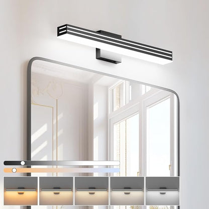 Ralbay Black Vanity Light 5 Color Temperature Dimmable LED Modern Bathroom Vanity Light Bar 24inch 24W Acrylic Matte Black Bathroom Wall Lighting Fixtures Over Mirror