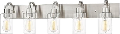 Emliviar 5-Light Bathroom Vanity Light Fixture, 37" Bath Wall Light Fixtures in Brushed Nickel Finish with Clear Glass, YCE237B-5W BN