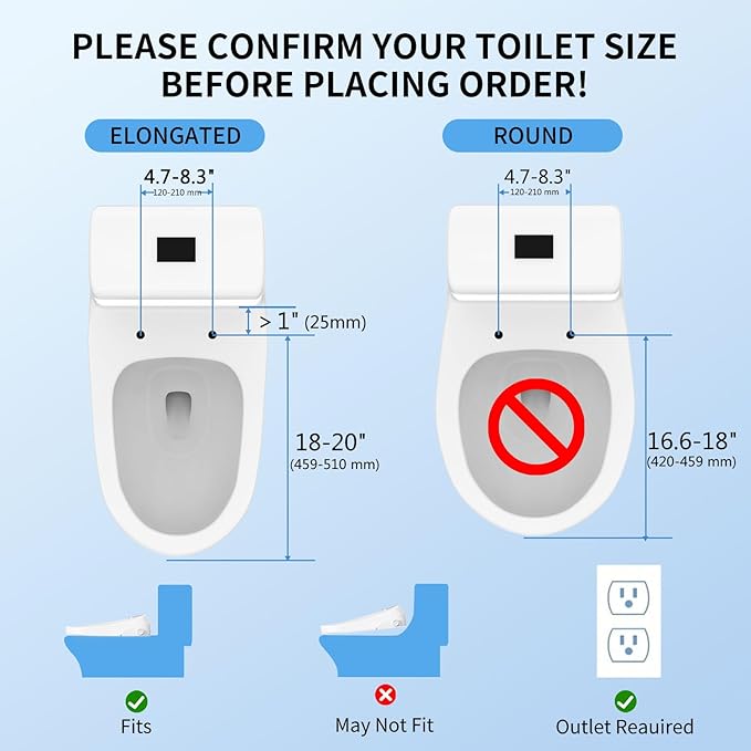 Electronic Bidet Toilet Seat with Warm Water & Air Dryer - Heated Seat, Night Light, Remote Control for Elongated Toilets, Self-Cleaning Nozzle, Instant Hot Water, Energy Saving