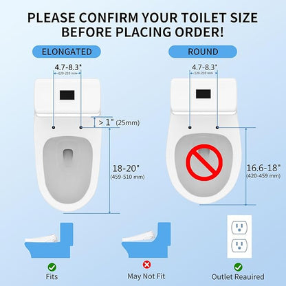Electronic Bidet Toilet Seat with Warm Water & Air Dryer - Heated Seat, Night Light, Remote Control for Elongated Toilets, Self-Cleaning Nozzle, Instant Hot Water, Energy Saving