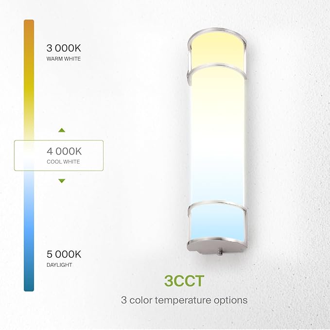 ASD LED 24" Vanity Flush Mount Light Fixture, Linear Bathroom Lighting Bar | 3CCT, Dimmable, Energy Star, ETL Listed | 25W 1950LM 3000-5000K 120V | Long Bath Wall Sconce Over Mirror | Nickel, 4 Pack