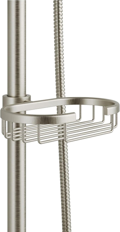 PULSE ShowerSpas Kauai III Brushed Nickel Rain Shower Head with Handheld Spray - 1.8 GPM, 8" Showerhead, 5-Function HandShower, Adjustable Slide Bar - Shower Heads with Handheld Spray Combo