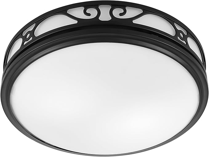 Good Housekeeping (85007) Roman II Decorative 110 CFM 2.0 Sones Bathroom Ventilation Exhaust Fan with Light in Matte Black (LED Bulbs Included)