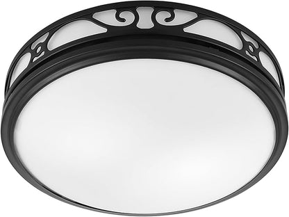 Good Housekeeping (85007) Roman II Decorative 110 CFM 2.0 Sones Bathroom Ventilation Exhaust Fan with Light in Matte Black (LED Bulbs Included)