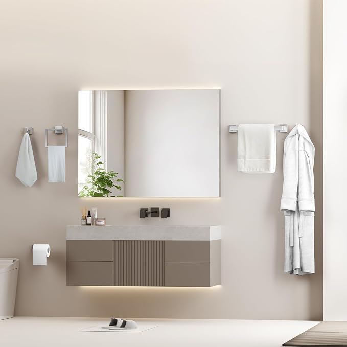 Bathroom Hardware Accessories Set: Bath Towel Bar Set, Towel Racks for Bathroom Wall Mounted, SUS304 Stainless Steel (Brushed Nickel, 10-Pieces)