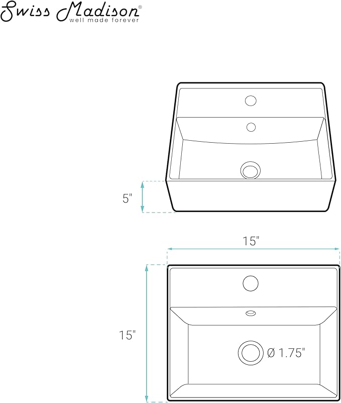 Swiss Madison SM-WS319 Claire Compact Ceramic Wall Hung Sink