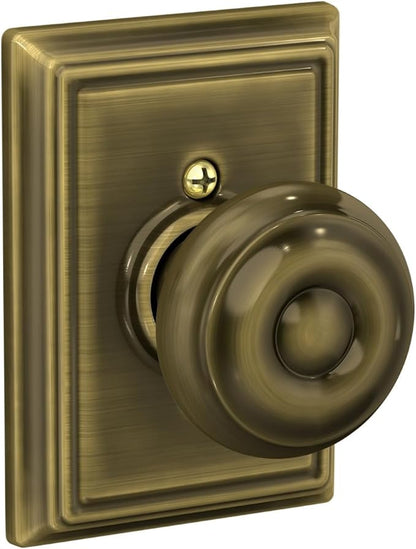 SCHLAGE Georgian Knob with Addison Trim Non-Turning Lock, Antique Brass (F170 GEO 609 ADD)