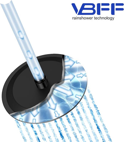 VBFF-Shower Head,rain shower head, 8 inch- Round Shower Head, 1.8 GPM Flow Rate, rainfall showerhead,VBFF11 (Matte Black)