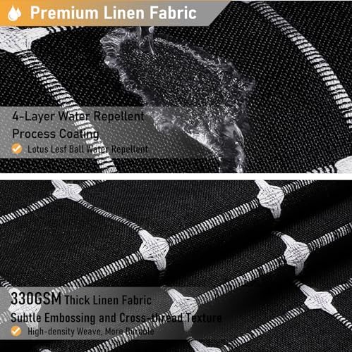BTTN 60x72 Boho Farmhouse Linen Heavy Duty Shower Curtain, Black and White