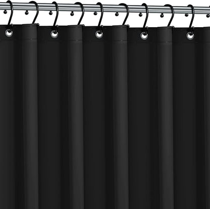 No Smell Shower Curtain Liner 72x72 Black - PEVA Plastic Shower Curtain for Bathroom, PVC-Free Waterproof Black Shower Liner with Metal Grommets and Magnet-Weighted Bottom Hem - Washable Liner