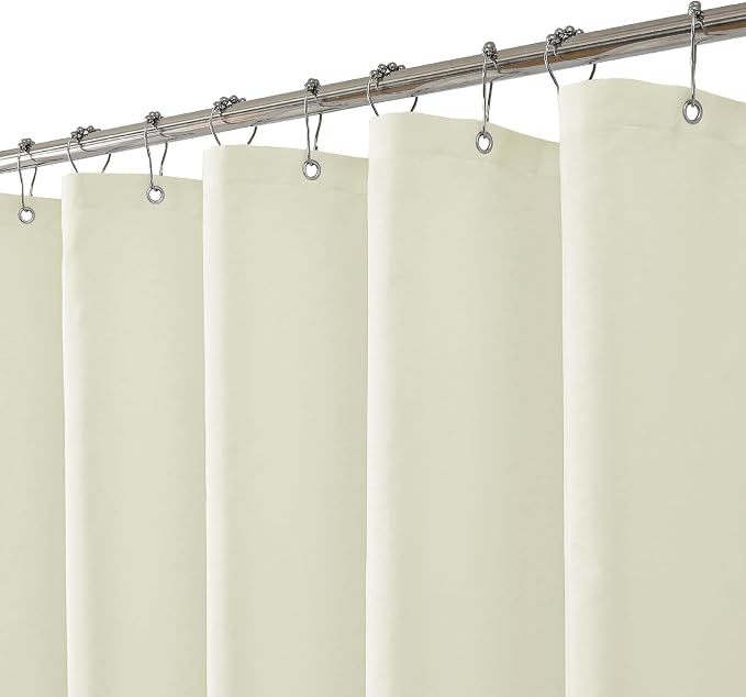 eachope Extra Long Waterproof Fabric Shower Curtain Liner,72x84 Inch Cream | 3 Heavy-Duty Magnets,Machine Washable,Durable Rustproof Grommets,Hotel Quality,Easy Care,Secure Fit for Bathroom