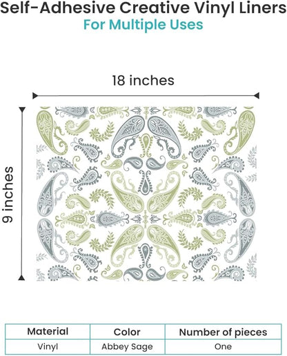 Con-Tact Brand Creative Covering, Self-Adhesive Shelf Multi-Purpose Vinyl Drawer Liner, Easy to Use and Apply, 18" x 9', Abbey Sage (Pack of 2)