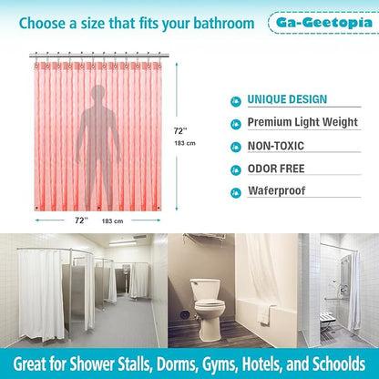 Ga-Geetopia EVA 3D Coral Pearl Water Cube Plastic Shower Curtain Liner - Premium Light Weight 72" x 72" Red Bathroom Shower Showroom Curtain Liner with Rustproof Metal Gromments and Weighted Magnet