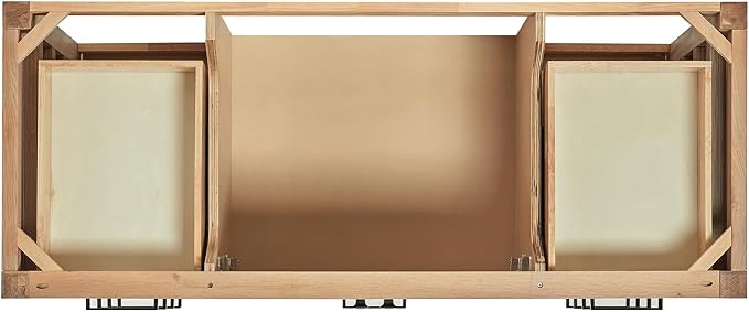 DKB Beckford 54-Inch Oak Bathroom Vanity with Sink, 1.5" Edge Carrara White Marble Countertop & 4" Backsplash, 2 Soft Closing Doors, 9 Dovetail Drawers, Matte Black Hardware