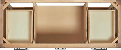 DKB Beckford 54-Inch Oak Bathroom Vanity with Sink, 1.5" Edge Carrara White Marble Countertop & 4" Backsplash, 2 Soft Closing Doors, 9 Dovetail Drawers, Matte Black Hardware