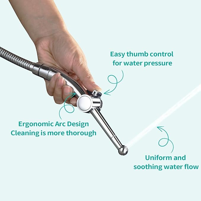 BARROCK Handheld Bidet Sprayer Combo Set for Toilet, Portable Bathroom Bidet Seat Attachment, 2 Way Installation Hang or Wall-Mount Shattaf Kit for Women with Brass T-Valve Explosion-Proof Hose Chrome