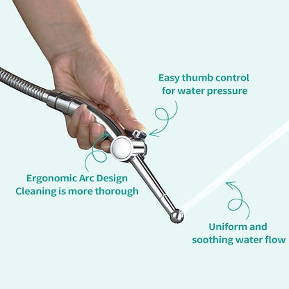 BARROCK Handheld Bidet Sprayer Combo Set for Toilet, Portable Bathroom Bidet Seat Attachment, 2 Way Installation Hang or Wall-Mount Shattaf Kit for Women with Brass T-Valve Explosion-Proof Hose Chrome