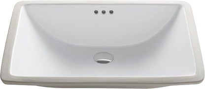 KRAUS Elavo 23-inch Rectangular Undermount White Porcelain Ceramic Bathroom Sink with Overflow, KCU-251