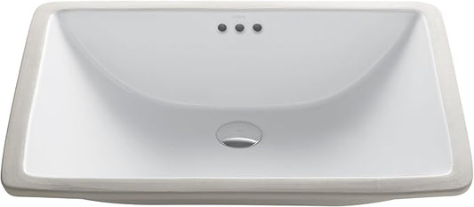 KRAUS Elavo 23-inch Rectangular Undermount White Porcelain Ceramic Bathroom Sink with Overflow, KCU-251