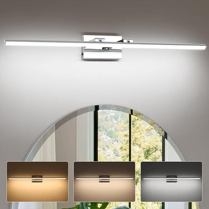 LED Bathroom Vanity Light, Modern Bathroom Light Fixture Over Mirror (3000K/4000K/6000K, Dimmable), Vanity Light Bar with Angle Adjustable, 40 Inch, Chrome