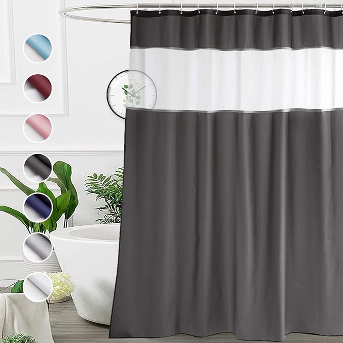 UFRIDAY 72 by 72 Inches Shower Curtain Dark Grey and White Color, Fashion Shower Curtain Liner
