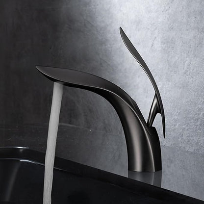 BiaoTeng Faucets for Bathroom Sinks One Hole High Hot and Cold Single Handle Bathroom Sink Faucets Brass Grey