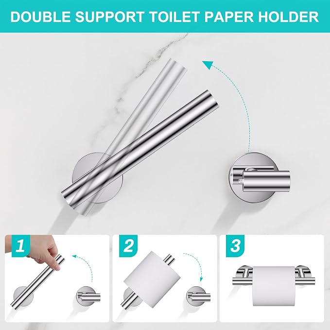 Polished Chrome Towel Bar Bathroom Hardware Accessories Set, 5 Pieces Toilet Paper Holder Towel Racks Set for Bathroom Stainless Steel Wall Mounted 23.6 in