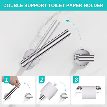 Polished Chrome Towel Bar Bathroom Hardware Accessories Set, 5 Pieces Toilet Paper Holder Towel Racks Set for Bathroom Stainless Steel Wall Mounted 23.6 in