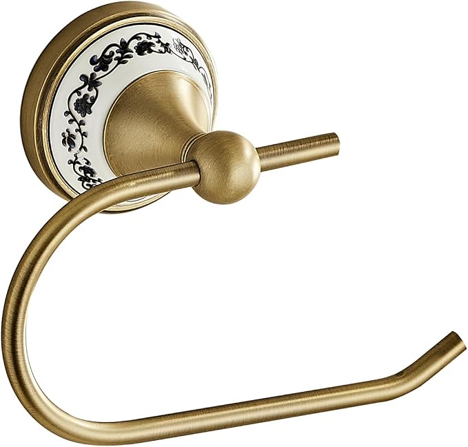 Toilet Paper Holder, Bathroom & Kitchen Toilet Tissue Roll Holder | Zinc Alloy Antique Brass Open-Arm Screw-In Wall-Mounted Towel Holder, Bathroom Hardware Accessory YIGUANXIN