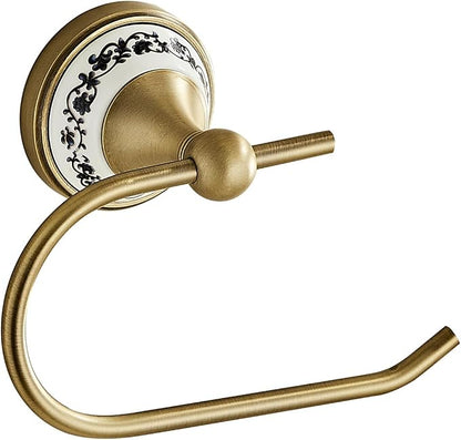 Toilet Paper Holder, Bathroom & Kitchen Toilet Tissue Roll Holder | Zinc Alloy Antique Brass Open-Arm Screw-In Wall-Mounted Towel Holder, Bathroom Hardware Accessory YIGUANXIN