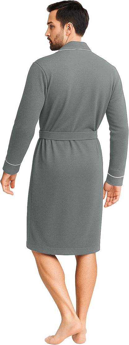 Cotton Blend Lightweight Knit Robe for Men Soft Loungewear Bathrobe