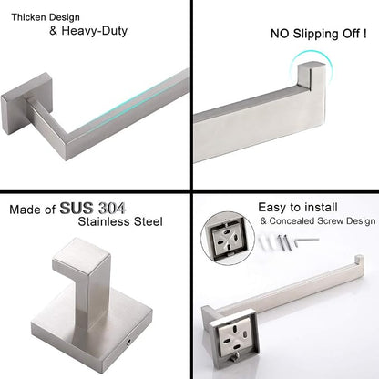 TURS 4 Pieces Bathroom Hardware Accessories Set Brushed Towel Holder Set,Wall Mounted,Premium Stainless Steel.Q7BRP4-40CM