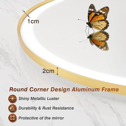 22x36 Inch Oval Gold Framed LED Bathroom Mirror with Lights,Wall-Mounted Mirror with Anti-Fog, 3 Color Temperature, Dimmable Brightness, Waterproof, Tempered Glass, Frontlit & Backlit