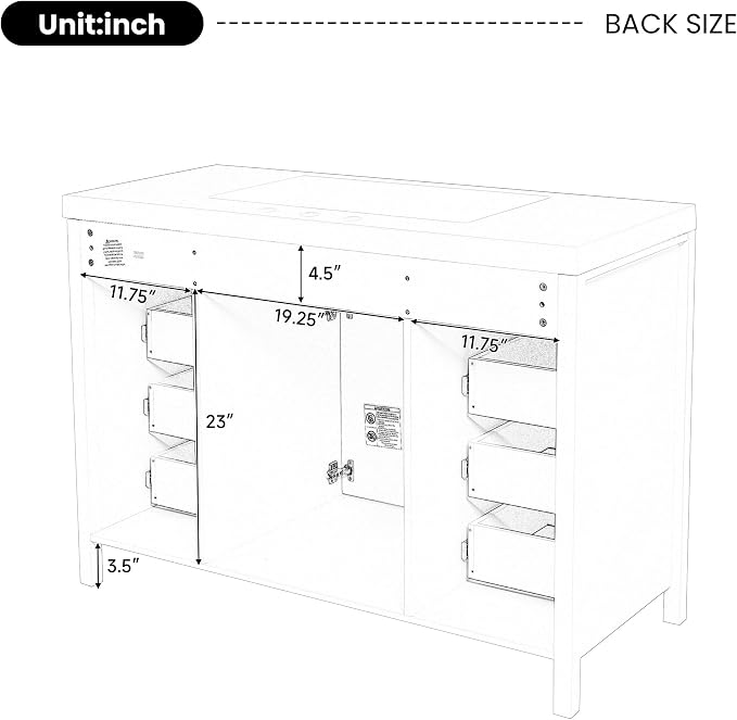 48" Bathroom Vanity with Sink, Soft Closing Doors and Drawers, Solid Wood and MDF Bathroom Sink Cabinet with Storage, Freestanding (Black)