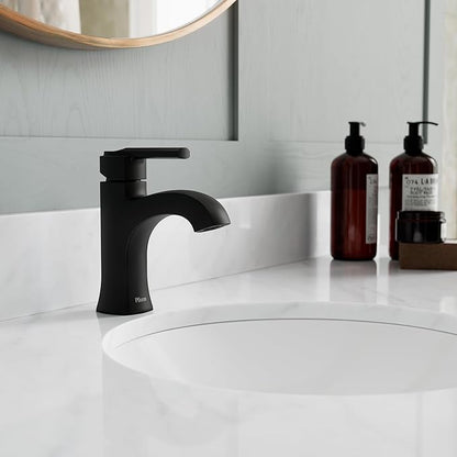 Pfister Vaneri Bathroom Sink Faucet, Single Control, 1-Handle, Single Hole, NSF Certified, Matte Black Finish, LF042VRIBB