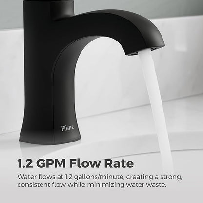 Pfister Vaneri Bathroom Sink Faucet, Single Control, 1-Handle, Single Hole, NSF Certified, Matte Black Finish, LF042VRIBB