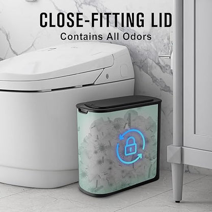 Cesun Automatic Small Bathroom Trash Can with Lid, 2.6 Gallon, Black | Motion Sensor, Plastic, Touchless, Odor Control, Smart Garbage Can, Battery Operated, Manual Button, for Office/RV/Bedroom