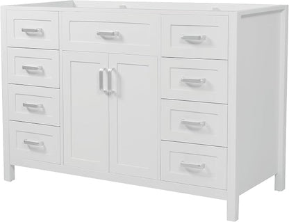 47" Bathroom Vanity Base Only, Cabinet with Soft-Closing Drawers and Doors, Simple & Modern Style, Solid Wood Frame, White