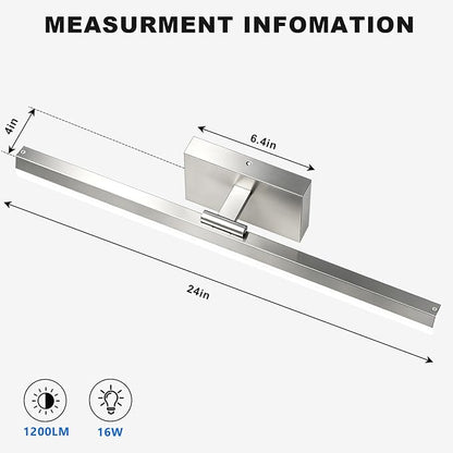 IZORRO Modern Bathroom Vanity Light 24 inch, Rotatable, 16W Dimmable Led Bathroom Light Fixture Over Mirror, Chrome Vanity Light Bar (Cool White 6000K)