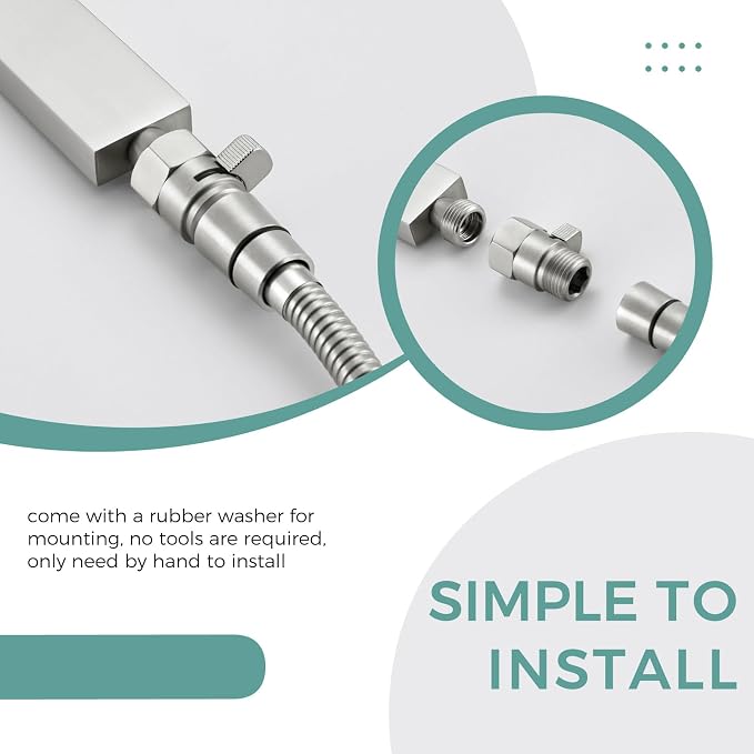 Aomasi Shower Head Flow Restrictor for Home Bathroom, Brushed Nickel | Solid Brass, G 1/2 Thread, Shower Head Shut off Valve for Easy Water Control & Save, Fits Handheld Shower, Bidet Sprayer