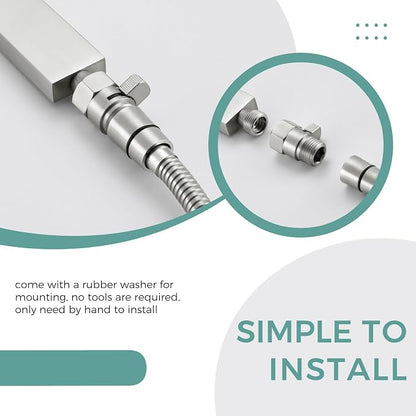 Aomasi Shower Head Flow Restrictor for Home Bathroom, Brushed Nickel | Solid Brass, G 1/2 Thread, Shower Head Shut off Valve for Easy Water Control & Save, Fits Handheld Shower, Bidet Sprayer