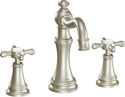 Moen TS42114BN Weymouth Two-Handle Widespread Cross Handle Bathroom Faucet Trim Kit, Valve Required, Brushed Nickel