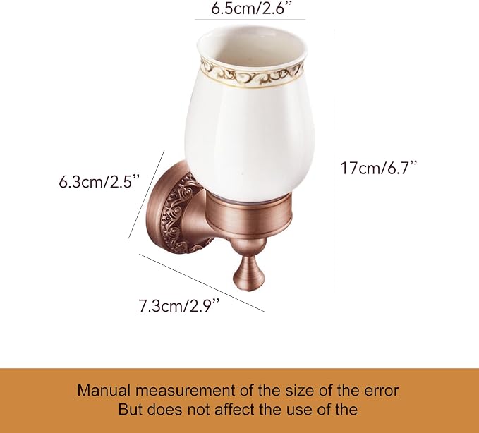 Red Copper Bath Toothbrush Holder, Wall Mounted Bathroom Hardware Accessories, Pattern Carving Design