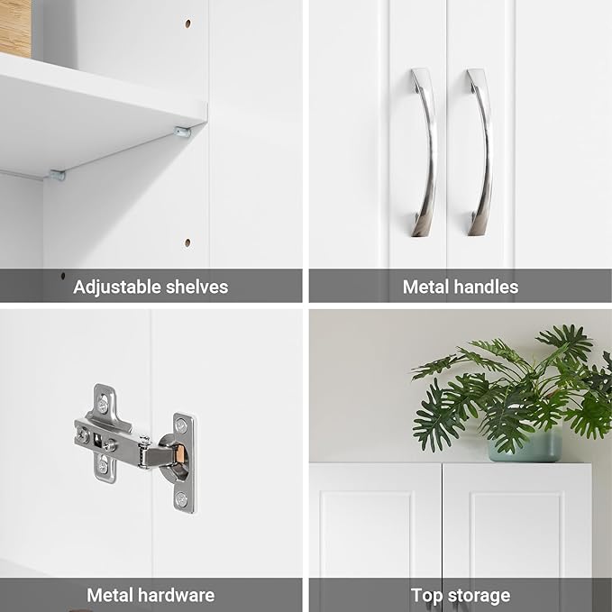 SoBuy Over Toilet Wall Mount Medicine Cabinet, Wall Size, White | Narrow Wall Mounted Over-Toilet Cabinet With Adjustable Shelves, Compact Storage For Kitchen & Bathroom, FRG231-T-W